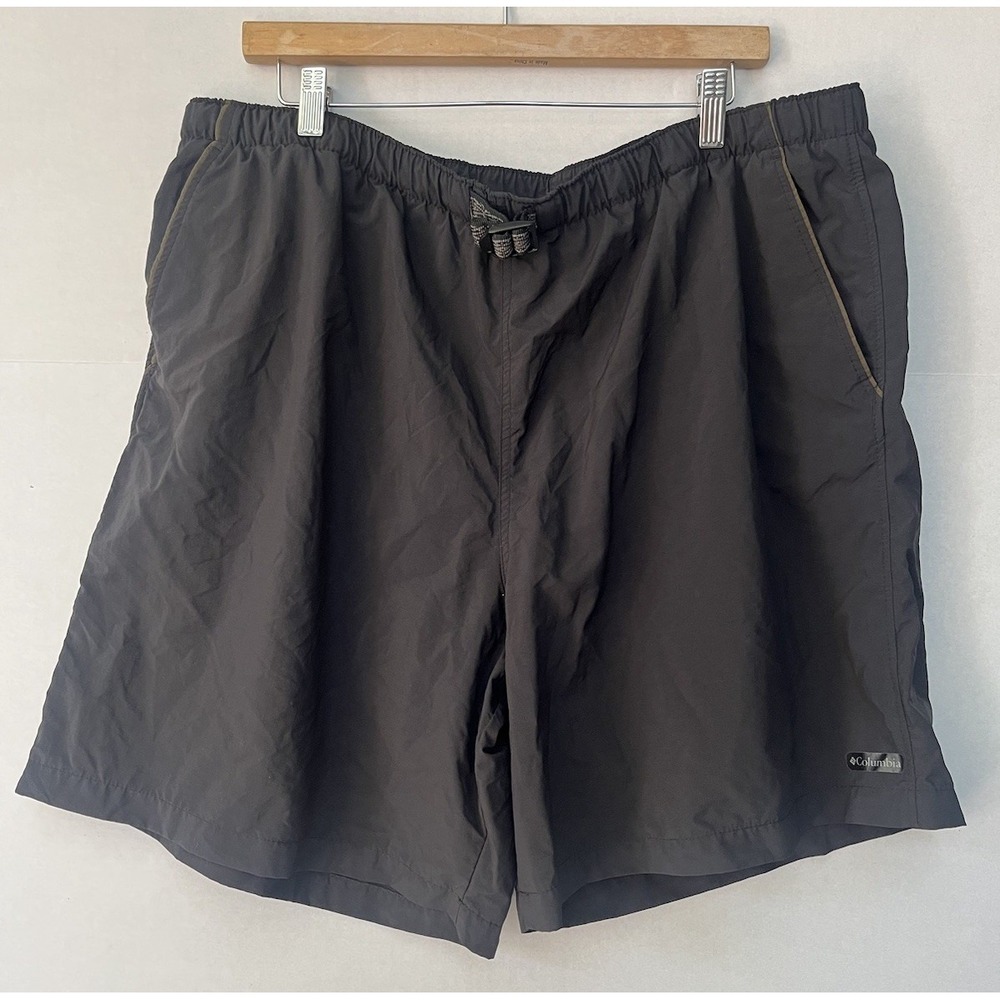 Vintage COLUMBIA Board Shorts Swim Trunks Lined Dad SHORT Black XXL